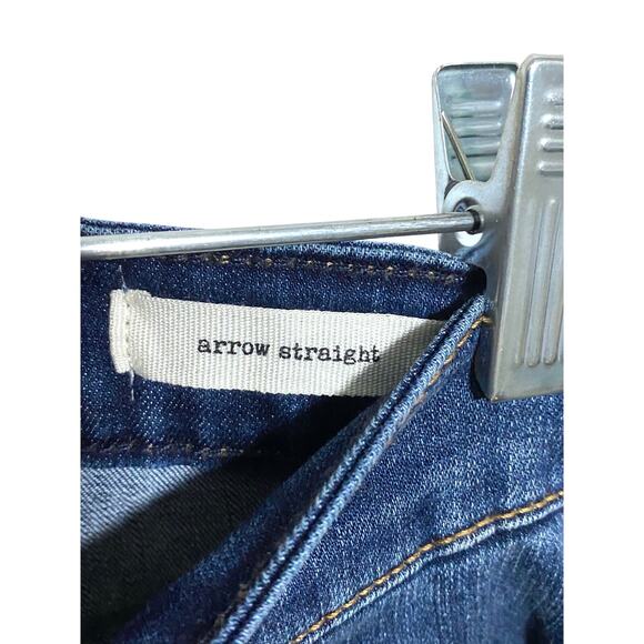 Jessica Simpson Jeans 30 Arrow Straight Ankle Distressed Rips Raw Hem Dark Wash - Picture 6 of 9